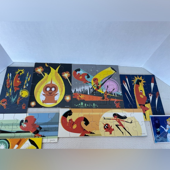 16 Wooden Jigsaw Puzzles including Frozen, Disney Princesses, Incredible - Picture 4 of 5